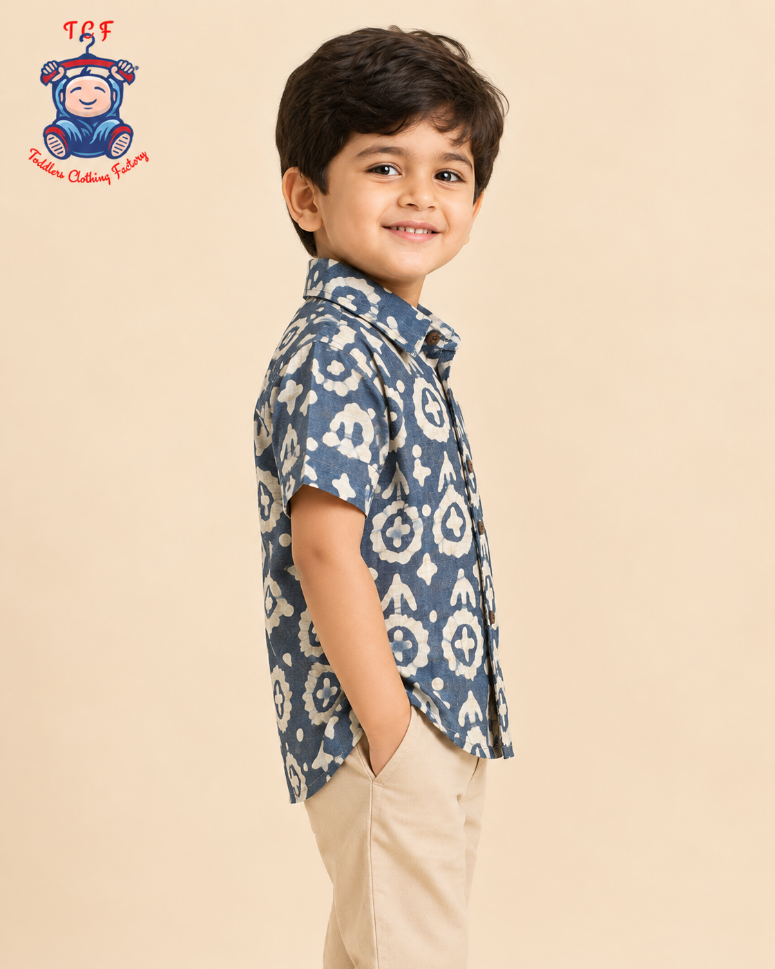 Grey & Beige - Boys Readymade Bhatik Shirts