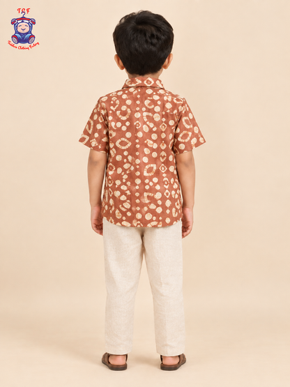 Mustard & Beige - Boys Readymade Bhatik Shirts