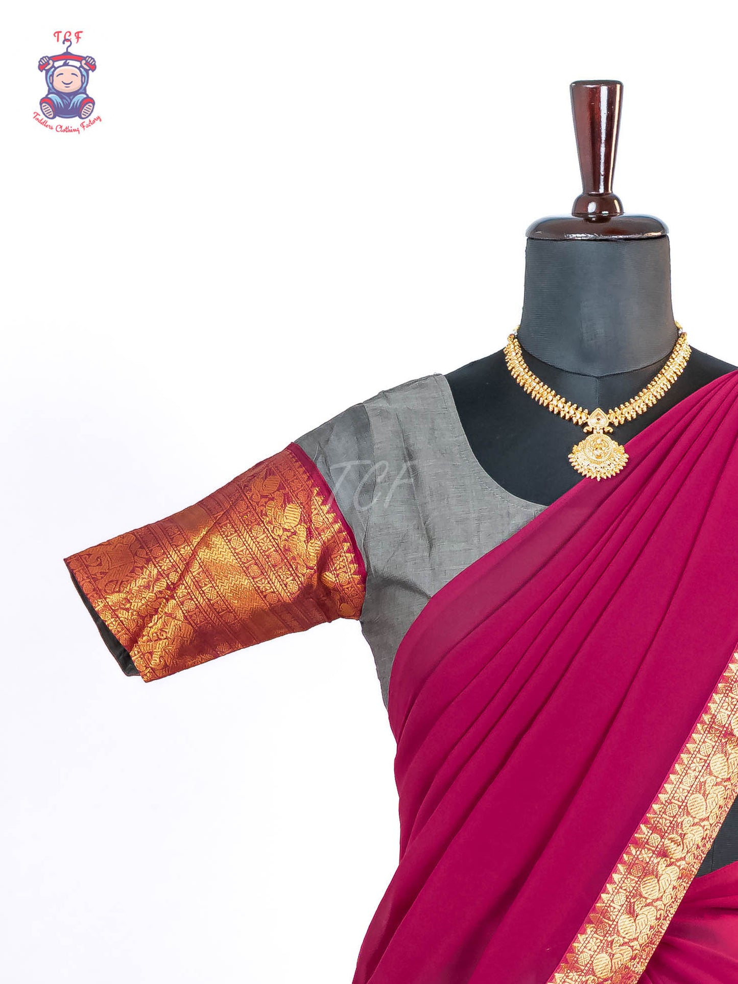 Grey & Wine - Chettinad Cotton Readymade Half Saree