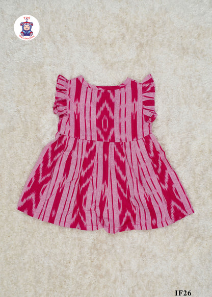 Pink - Girls Readymade Ikat Frocks