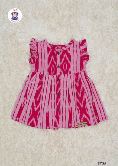 Pink - Girls Readymade Ikat Frocks