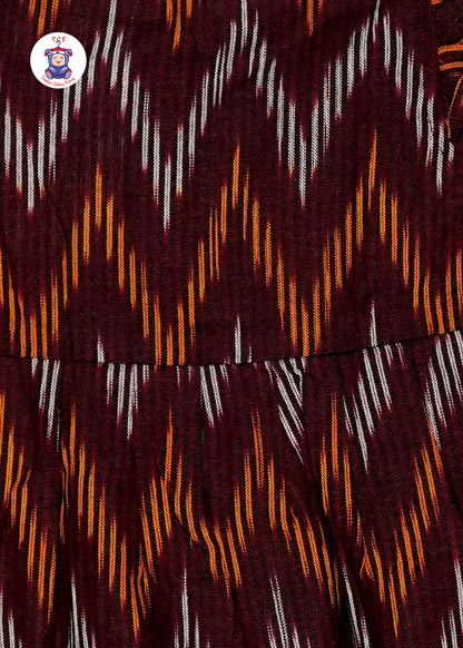 Brown - Girls Readymade Ikat Frocks
