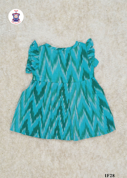 Blue - Girls Readymade Ikat Frocks