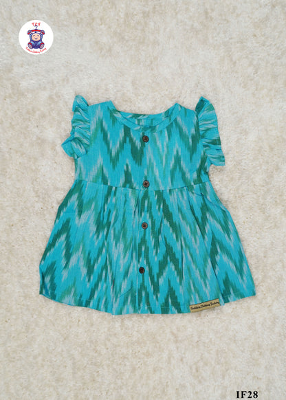 Blue - Girls Readymade Ikat Frocks