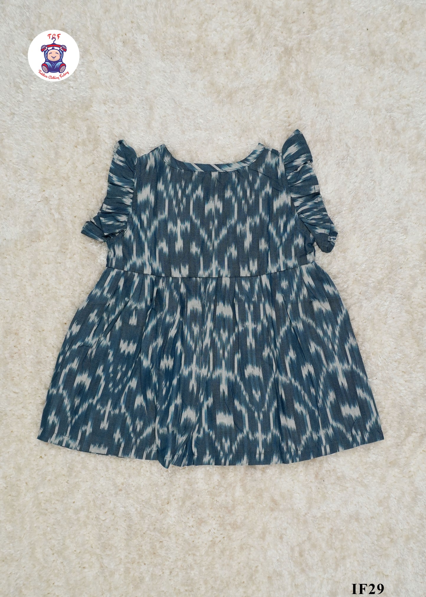 Teal Blue - Girls Readymade Ikat Frocks