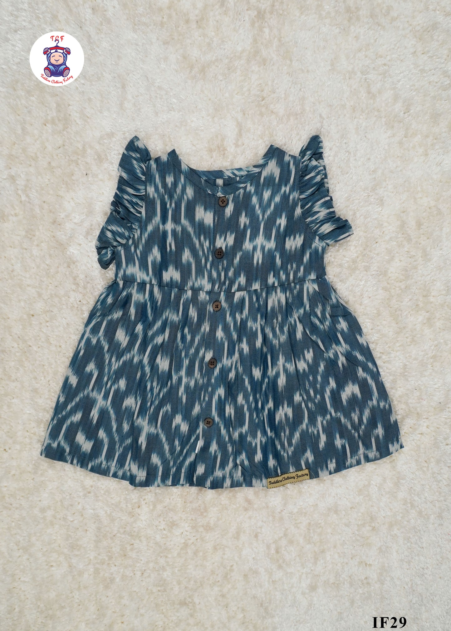 Teal Blue - Girls Readymade Ikat Frocks