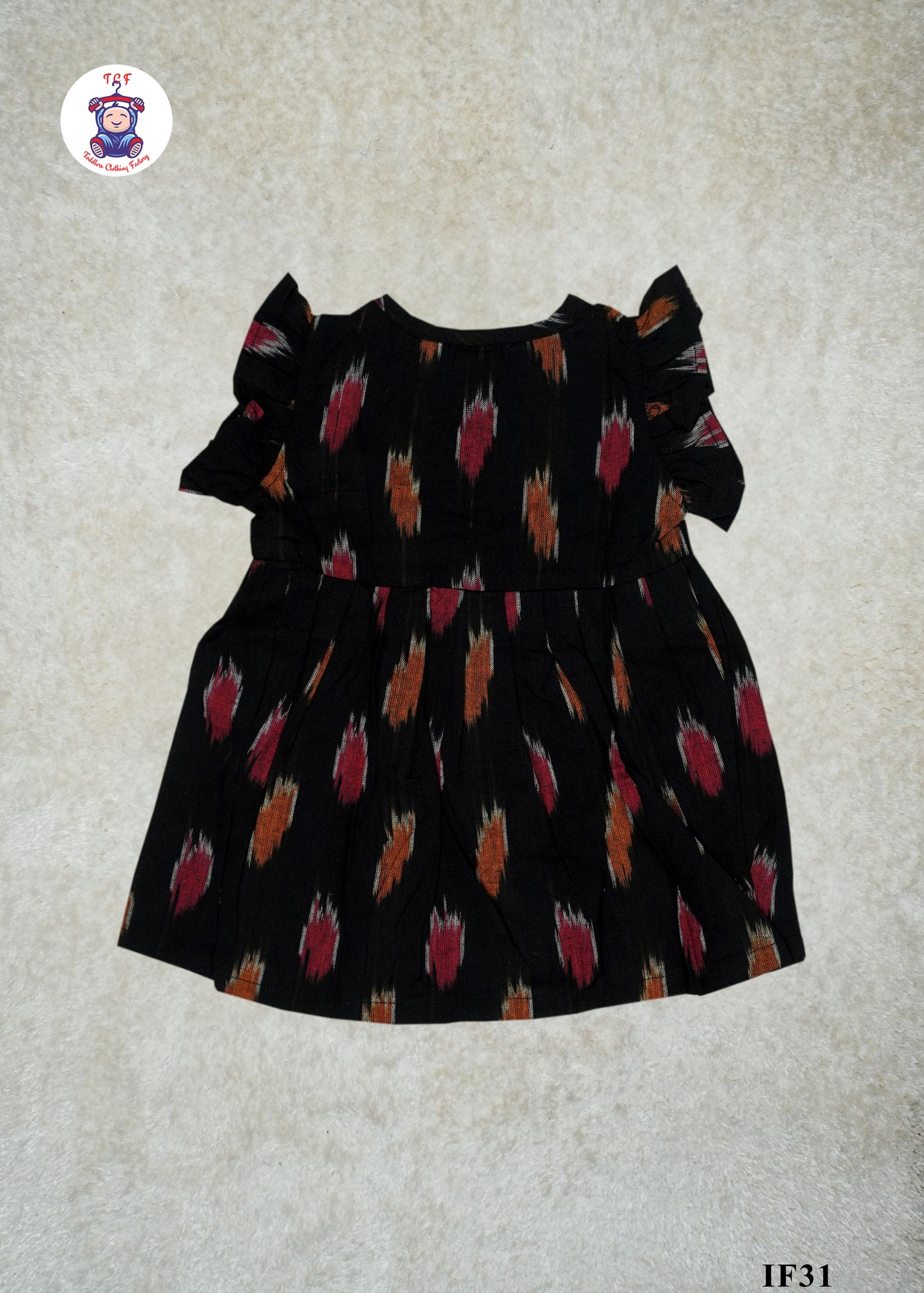 Black Small - Girls Readymade Ikat Frocks