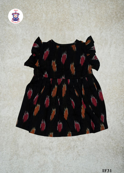 Black Small - Girls Readymade Ikat Frocks