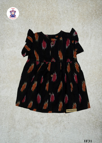 Black Small - Girls Readymade Ikat Frocks