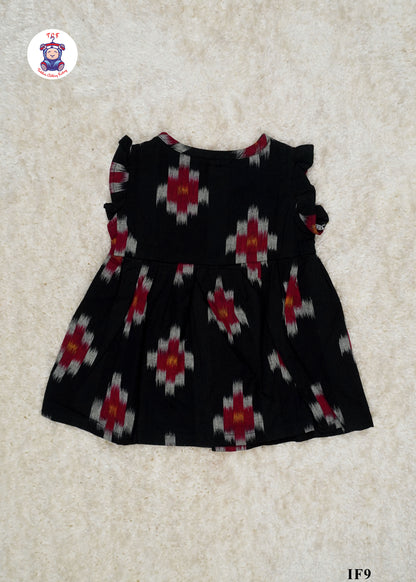 Black Big - Girls Readymade Ikat Frocks