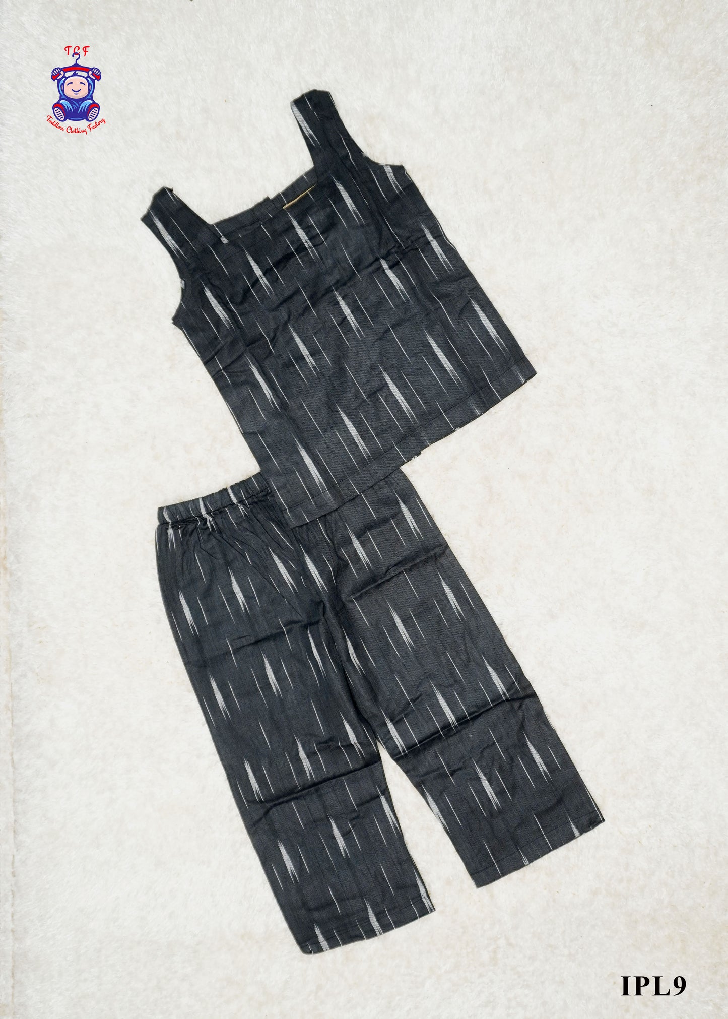 Black - Girls Readymade Ikat Pyjama Sets