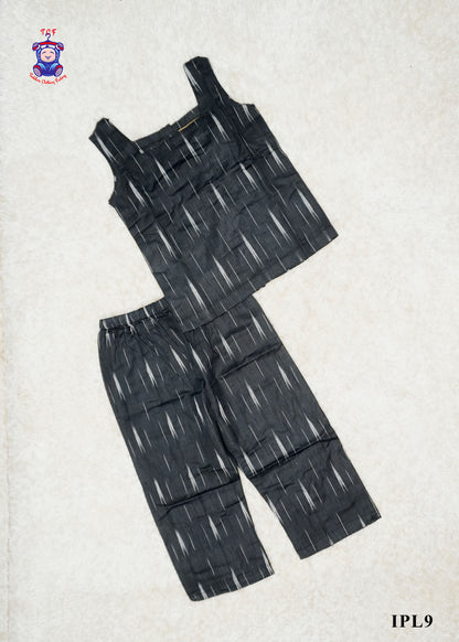Black - Girls Readymade Ikat Pyjama Sets