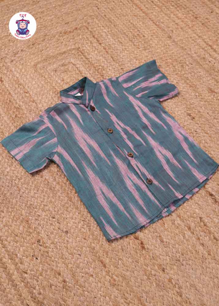 Teal - Boys Readymade Ikat Shirts