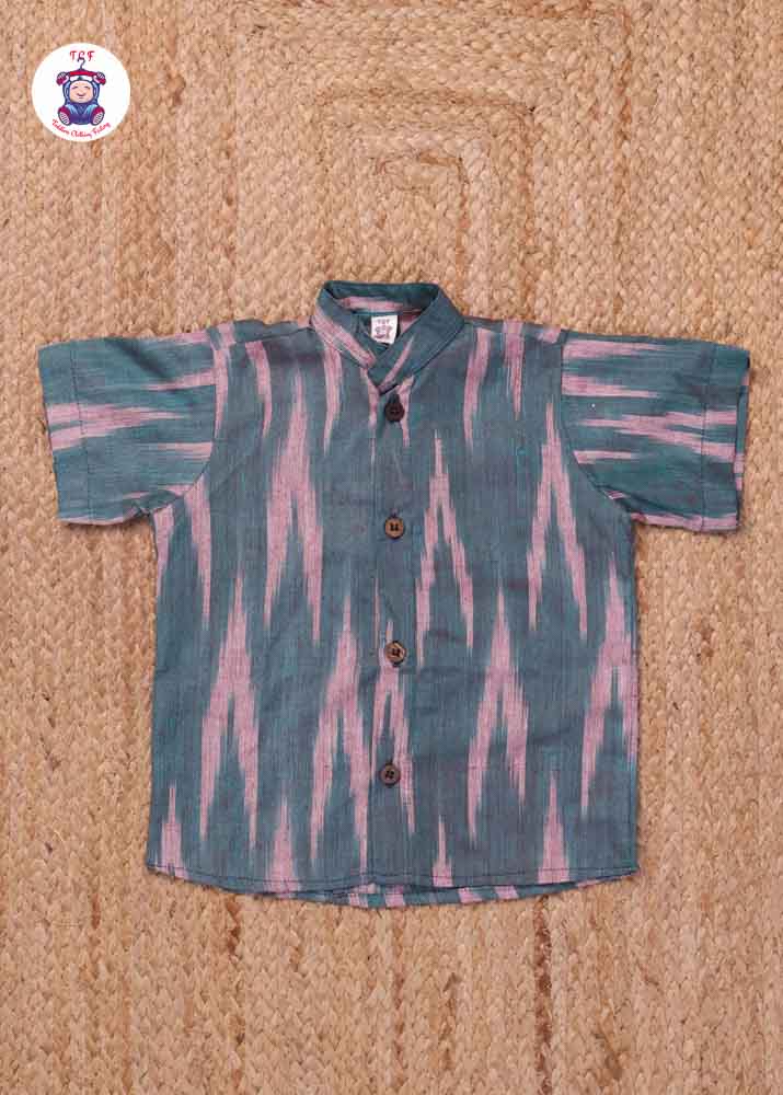 Teal - Boys Readymade Ikat Shirts