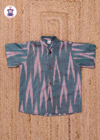 Teal - Boys Readymade Ikat Shirts