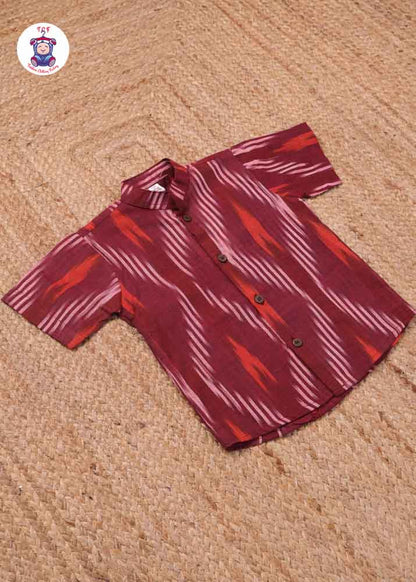 Maroon - Boys Readymade Ikat Shirts