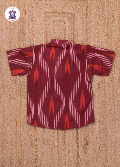 Maroon - Boys Readymade Ikat Shirts