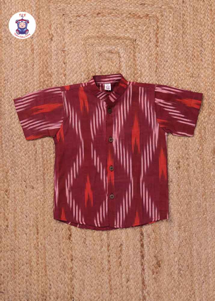 Maroon - Boys Readymade Ikat Shirts