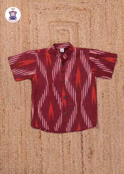 Maroon - Boys Readymade Ikat Shirts