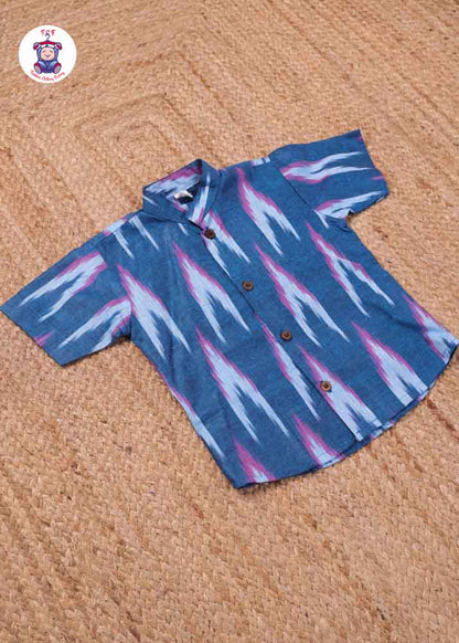 Light blue- Boys Readymade Ikat Shirts