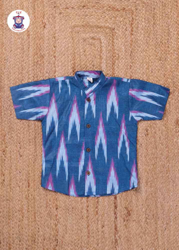 Light blue- Boys Readymade Ikat Shirts