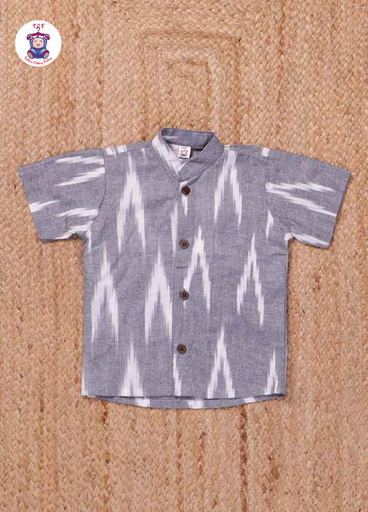 Grey - Boys Readymade Ikat Shirts