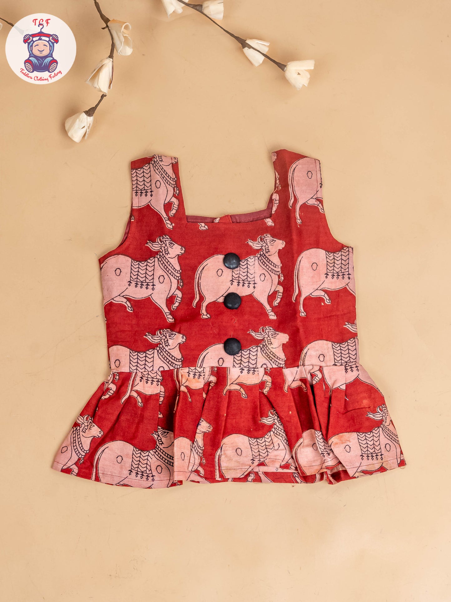 Red - Girls Readymade Printed Kalamakari Sets