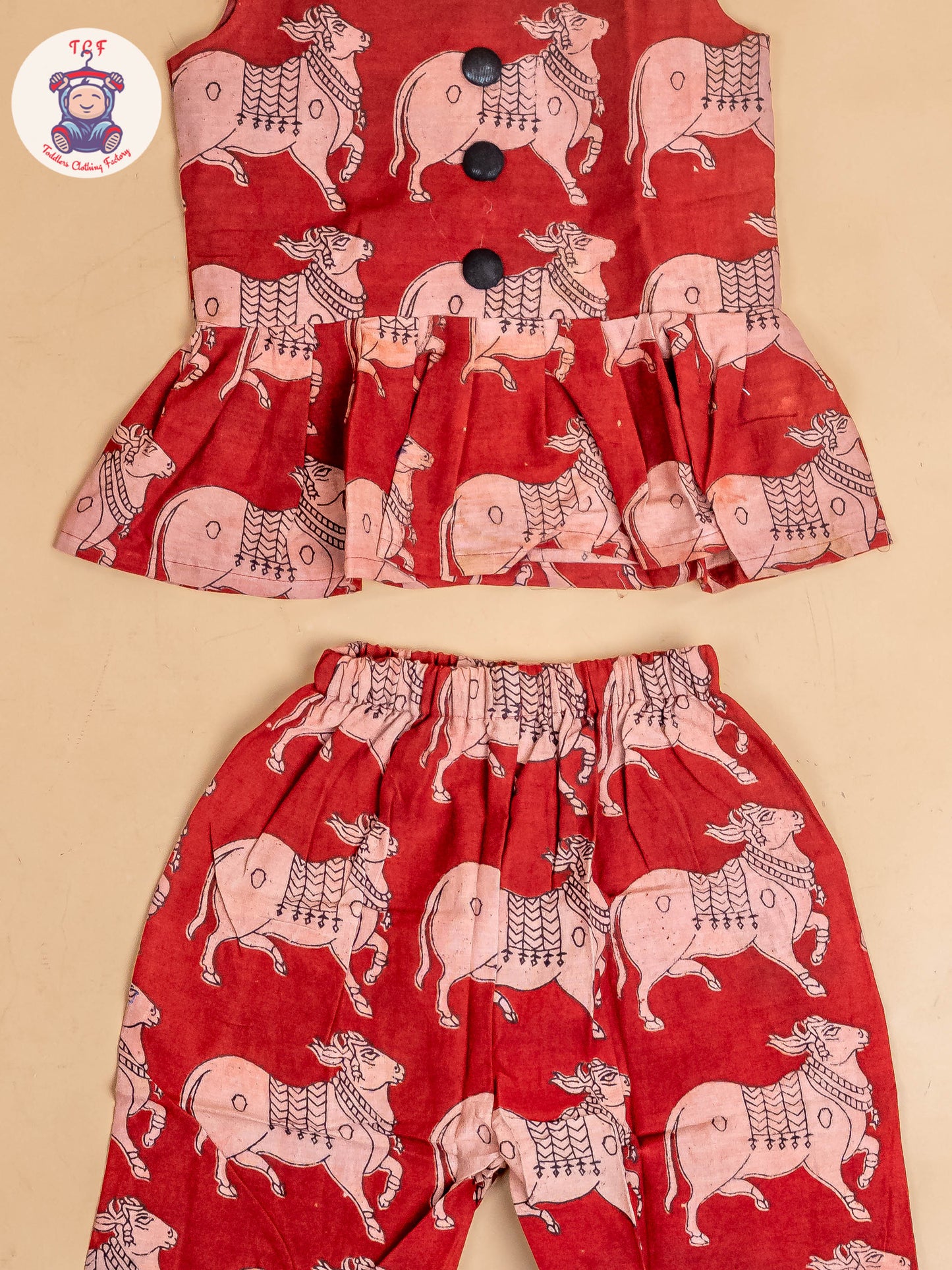 Red - Girls Readymade Printed Kalamakari Sets