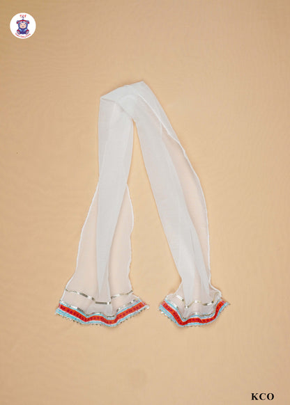 Scarlet Red & White - Floral Printed Umbrella Kurti Set with Dupatta