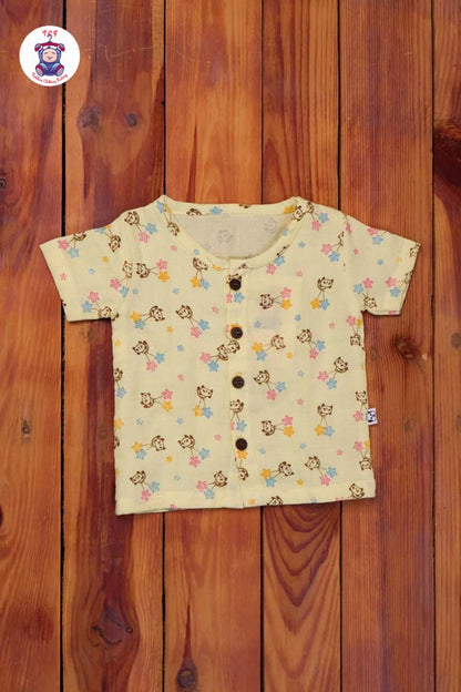 Yellow Teddy - Unisex Muslin Pyjama Sets