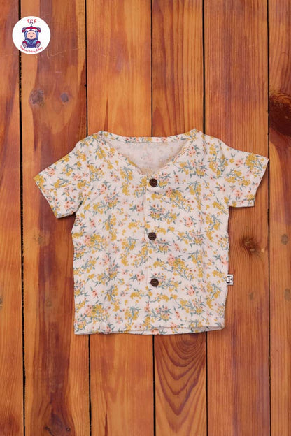 Mustard Floral - Unisex Muslin Pyjama Sets