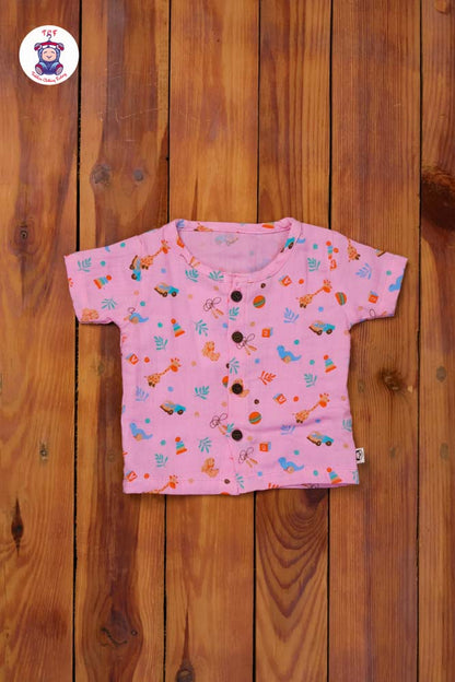 Pink Leaf - Unisex Muslin Pyjama Sets