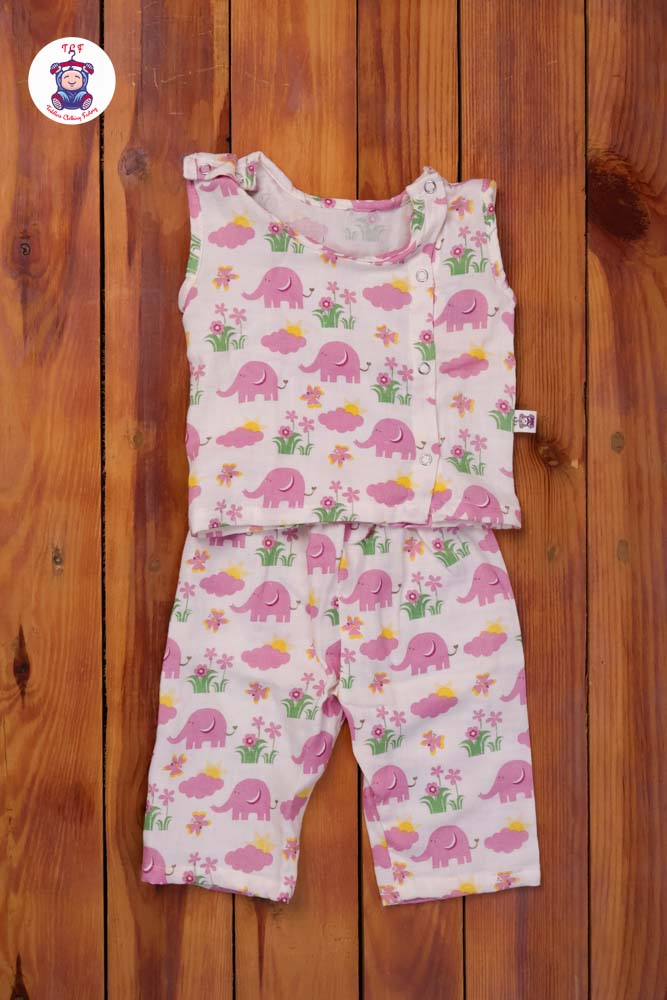 Pink Elephant - Unisex Muslin Pyjama Sets