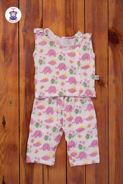 Pink Elephant - Unisex Muslin Pyjama Sets