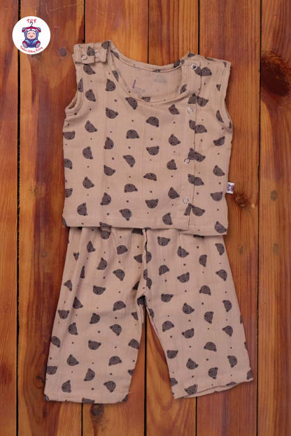 Brown Teddy - Unisex Muslin Pyjama Sets