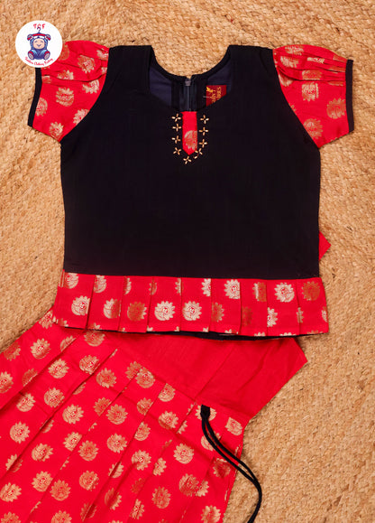 Navy Blue & Red - Pavadai Sattai