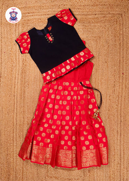 Navy Blue & Red - Pavadai Sattai