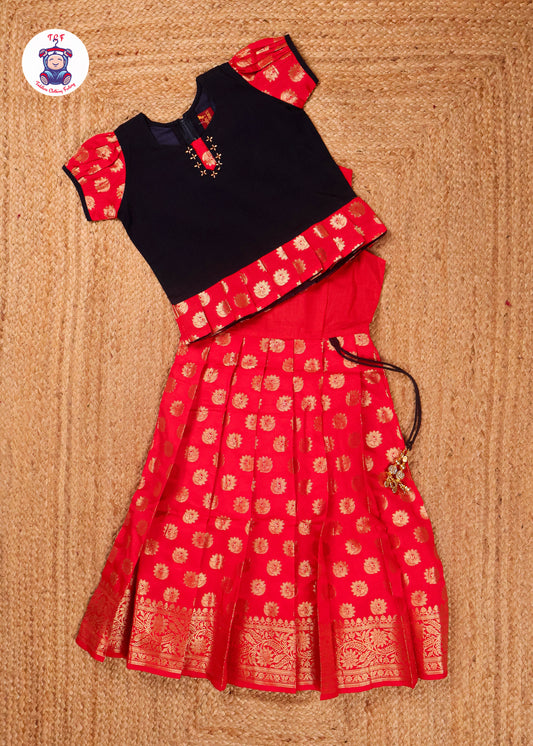 Navy Blue & Red - Pavadai Sattai