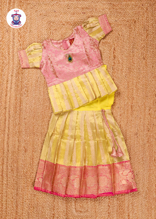 Peach & Lemon Yellow - Pavadai Sattai