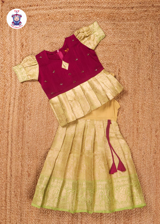 Magenta & Light Green - Pavadai Sattai
