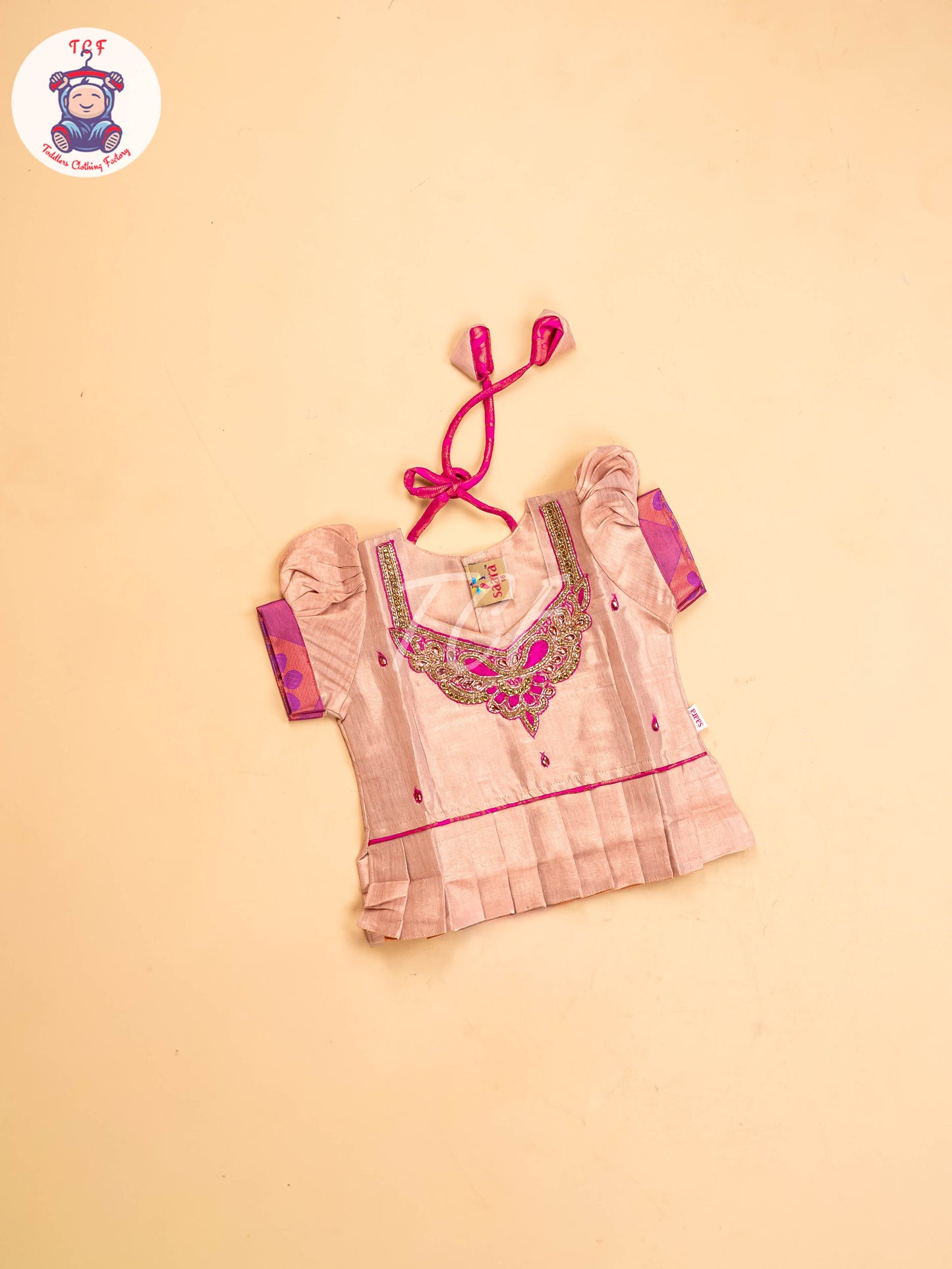 Peach & Pink - Girls Readymade Pavadai Sattai