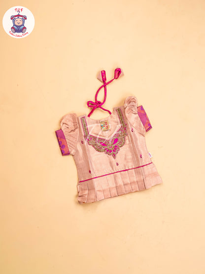 Peach & Pink - Girls Readymade Pavadai Sattai