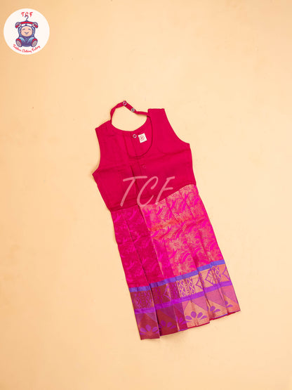 Peach & Pink - Girls Readymade Pavadai Sattai