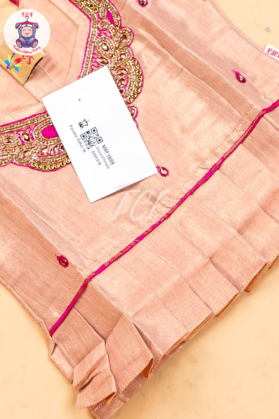 Peach & Pink - Girls Readymade Pavadai Sattai