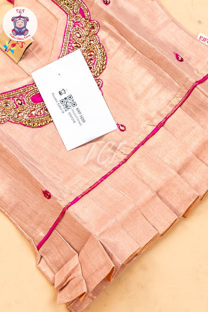 Peach & Pink - Girls Readymade Pavadai Sattai