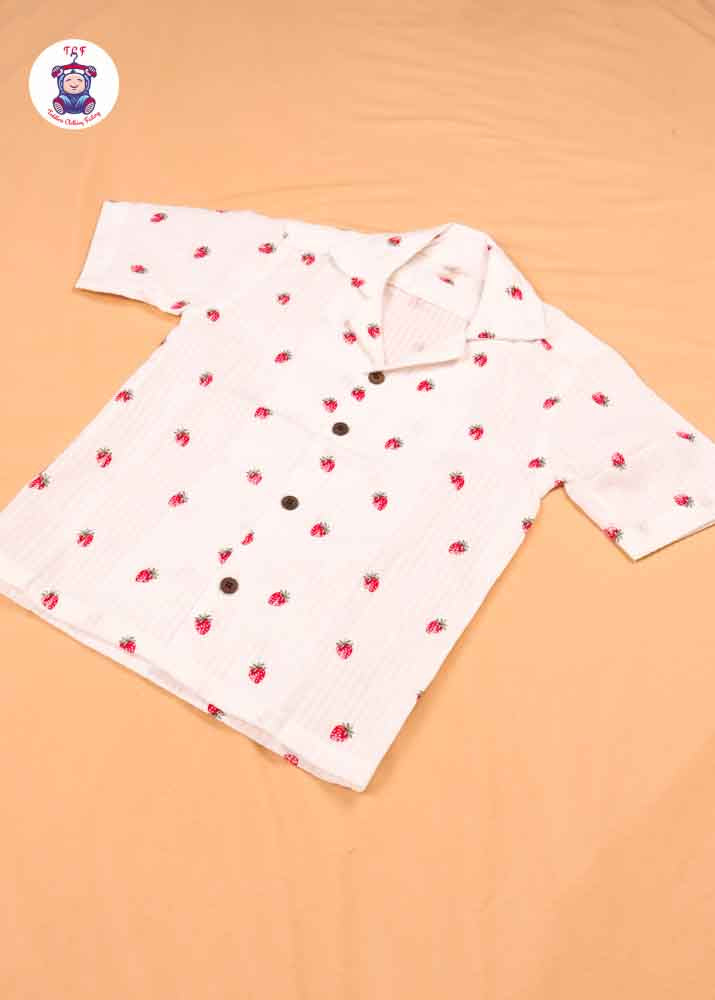 Strawberry & White - Boys Readymade Spread Collar Shirts