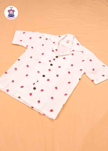 Strawberry & White - Boys Readymade Spread Collar Shirts