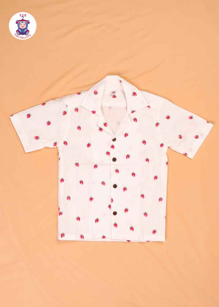 Strawberry & White - Boys Readymade Spread Collar Shirts