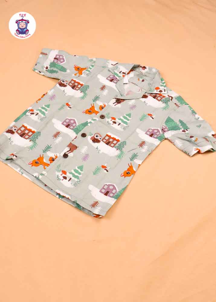 Lite Green - Boys Readymade Spread Collar Shirts
