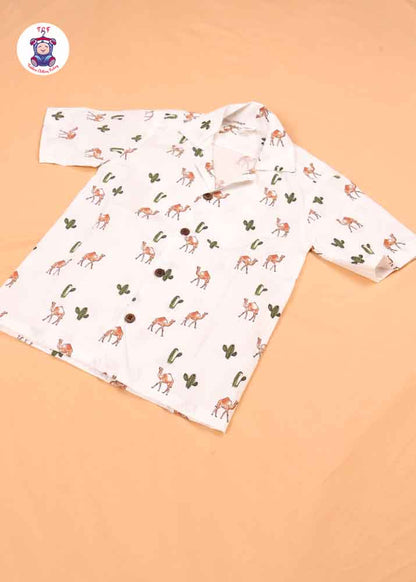 Camel & White - Boys Readymade Spread Collar Shirts